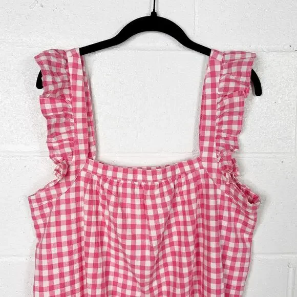 Vineyard Vines Pink Gingham Dress Cotton Linen‎ Sundress - Picture 4 of 6